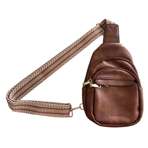 NWOT Brown Faux Leather Sling Crossbody Bag